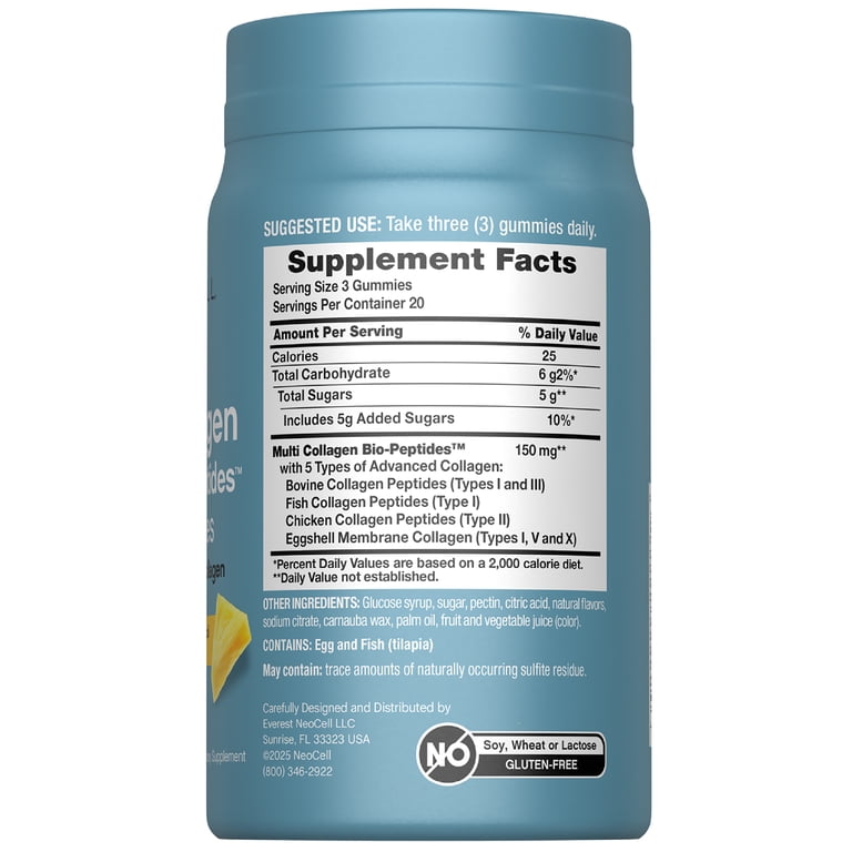 NeoCell, Multi Collagen Bio-Peptides Gummies, 60 ct, Tropical
