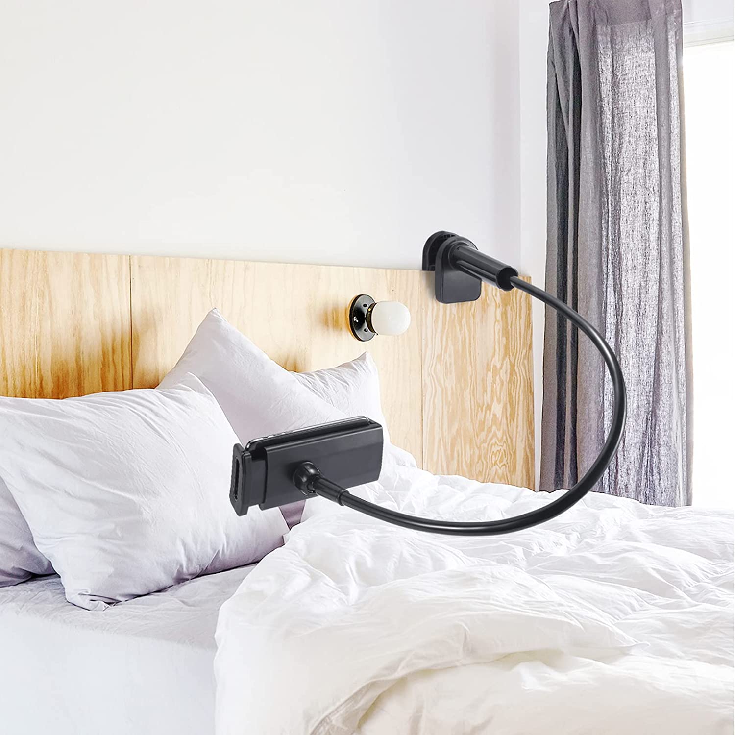 FangYun Gooseneck Phone Stand with Clamp, Black photo 3