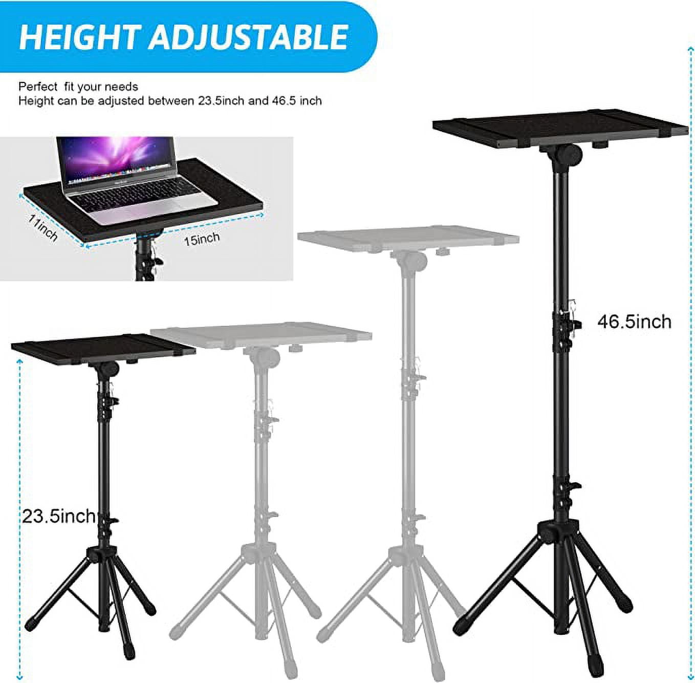 Projector Stand Tripod Adjustable, Laptop Tripod Stand Height from 23.5 to 46.5 inches with Gooseneck Phone Holder, Laptop Floor Stand for Office, Home, Stage, Studio, DJ Racks Holder Mount