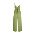 thumbnail image 5 of PXLKNZH Jumpsuits for Women 2024 Summer Dressy Casual Rompers Plus Size Comfy Sleeveless Wide Leg Overalls with Pockets Green,XXXXL, 5 of 6