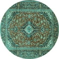 thumbnail image 1 of Ahgly Company Machine Washable Indoor Round Medallion Turquoise Blue Traditional Area Rugs, 7' Round, 1 of 4