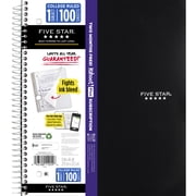 Five Star Spiral Notebook + Study App, 3 Subject, College Ruled, 8.5 x 11, Black