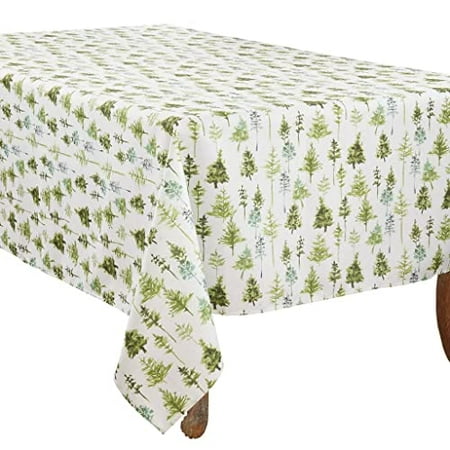 

Fennco Styles Winter Forest Trees Christmas Tablecloth 65 W x 140 L - Green Festive Table Cover for Home Dining Room Holiday Décor Banquets Holiday and Special Events