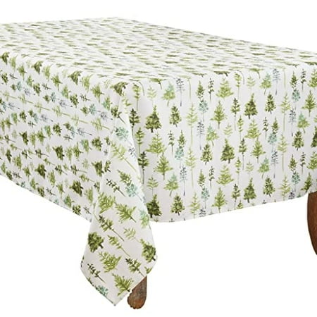 

Fennco Styles Winter Forest Trees Christmas Tablecloth 65 W x 140 L - Green Festive Table Cover for Home Dining Room Holiday Décor Banquets Holiday and Special Events