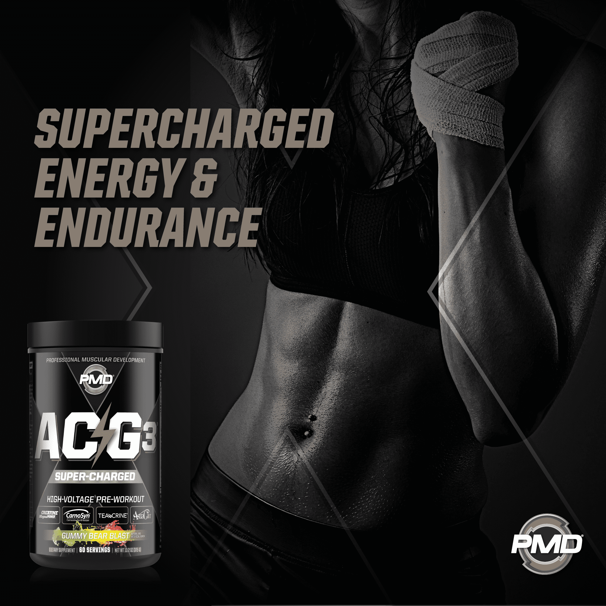 Pmd Sports Acg3 Supercharged Pre Workout Powerful Strength High Energy Maximize Mental Focus Endurance And Optimum Workout Performance Concentrated Drink Mix Gummy Bear Blast 60 Servings Walmart Com