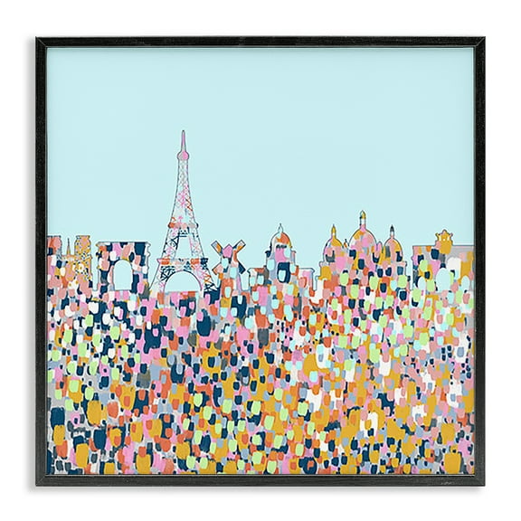 Stupell Industries Abstract Paris City View Abstract Painting Black Framed Art Print Wall Art, 12 x 12