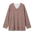 thumbnail image 7 of RongHuan Striped Shirt Womens Plus Size V Neck T-Shirt Loose Fit Long Sleeve Tops Casual Blouses Daily Wear, 7 of 7