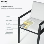 HIGOLD 3801 Nofi Patio Dining Chair with Cushion Set of 2, Outdoor Aluminum Furniture for Garden Living