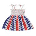 thumbnail image 1 of Vêtements pour Bébés Filles Fête de l'Indépendance Ensemble Robe Imprimée Drapeau Star Bretelles Justaucorps, 1 of 6