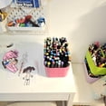 thumbnail image 6 of Small Stackable Plastic Caddy with Handle 6 Compartment | Desk, Makeup, Dorm Caddy, Classroom Art Organizers - 4 Pack, Made In USA (Hot Pink), 6 of 8