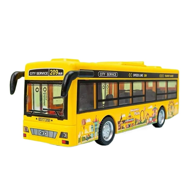 Bewildely Juguete de autobús simulado Luces coloridas Sonidos realistas Tiempo de juego emocionante Coche de juguete de autobús grande para Kits de construcción modelo amarillo