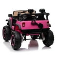 thumbnail image 6 of VIBESPARK 24V 7AH Ride on Toys, 4WD Ride on Cars with Remote Control, 2-Seater Powered Ride on Electric Truck Car for Kids w/ Bluetooth, MP3, LED Lights, 3-Point Seat Belts, Spring Suspension, Pink, 6 of 8