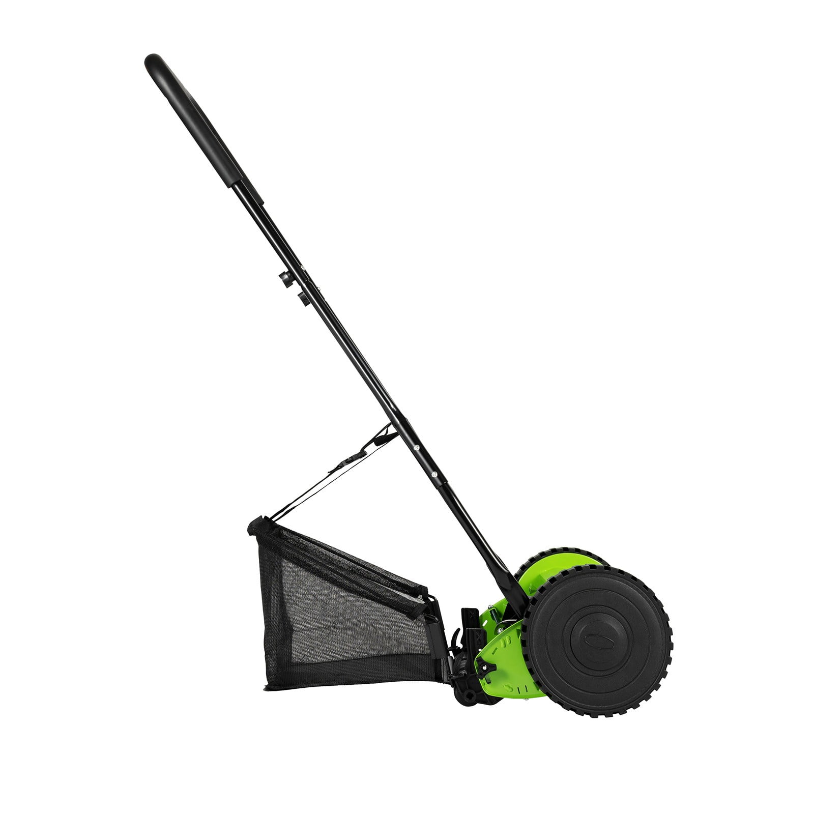 12'' Manual Lawn Mower, Adjustable Push Reel Cutter Hand-Powered Clipper Walk-Behind Trimmer with 5-Reel Design & 6-Gallon Collection Bag for Grass Leaves Debris on Lawns Courtyards
