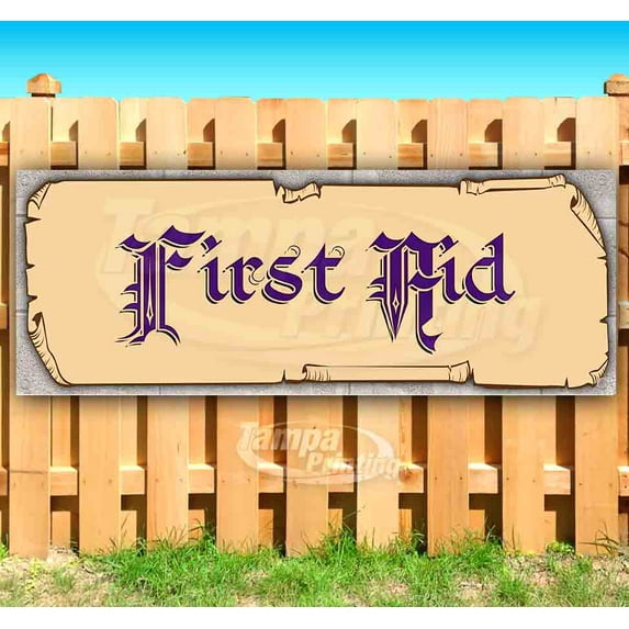 First Aid 13 oz Vinyl Banner With Metal Grommets