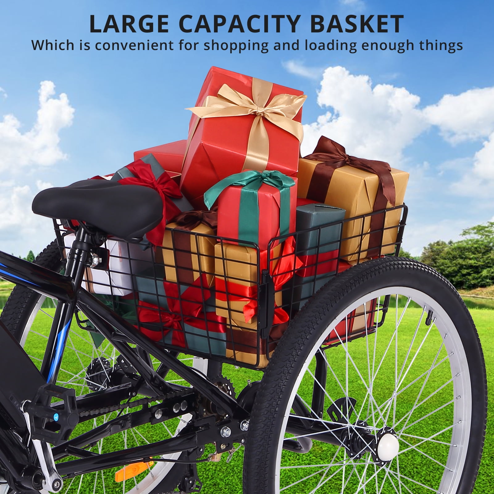 Electric Trike, Ebike Trike with Basket, 350W Brushless Motor, LCD Display, 36V Removable Battery, 3 Wheel Electric Bicycle for Men Women Senior, Adults Tricycle 24"/26"