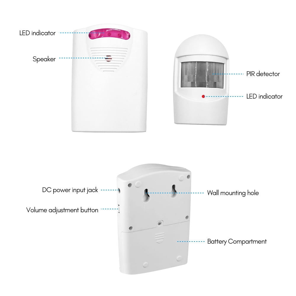 Arealer Multifunctional Wireless Driveway IR Motion Sensor Doorbell 1 2 for Home Use