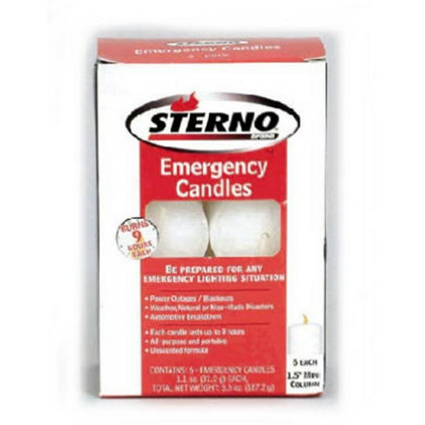 Sterno 40258 1,5 in. Colonne Bougies de Secours Sterno Non Parfumées&44; 6 Pack