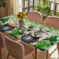 thumbnail image 3 of St. Patrick's Day Table Cloths for 5 Foot Rectangle Tables, Spring Lucky Shamrocks Gnomes Vintage Patio Waterproof Elastic Fitted Tablecloths, Washable Rectangular Table Cover for Camping, 3 of 8