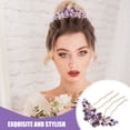 thumbnail image 2 of Purple Rhinestone Hair Side Comb for Wedding with Metal Craftsmanship 4-prong Lightweight Design, 2 of 9