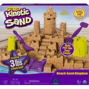 Kinetic Sand Beach Sand Kingdom Playset with 3lbs of Beach Sand, includes Molds and Tools, Play Sand Sensory Toys for Kids Ages 3 and up