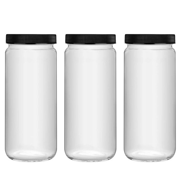pcs 500ml glass juice bottle, travel glass drinking bottle with plastic airtight lid, durable glass water bottle