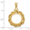 thumbnail image 4 of Wideband Distinguished Coin Jewelry 14k Polished Rope and Diamond-cut 16.5mm x 1.35mm Screw Top Coin Bezel Pendant, 4 of 4