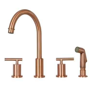 Akicon Two-Handles Copper Widespread Kitchen Faucet with Side Spray - 12.5"