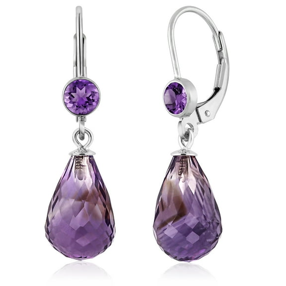 Gem Stone King 925 Sterling Silver Briolette Amethyst Drop Earrings for Women (10.00 Cttw, Gemstone Birthstone, 8X12MM)