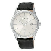 Citizen Men's Quartz Black Leather Strap Watch with Silver-Tone Stainless Steel Case - BI5000-01A