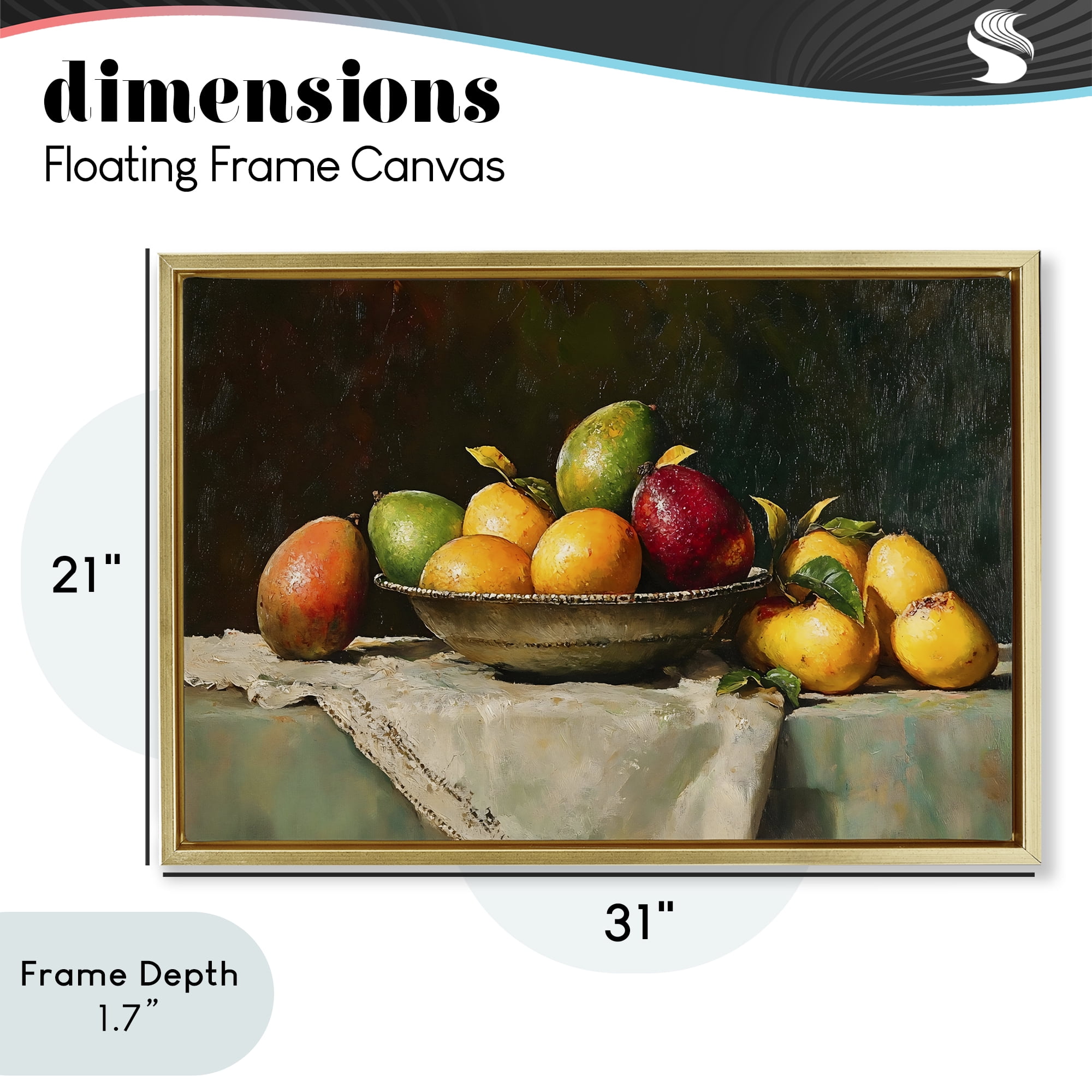 Stupell Industries Fancy Table Fruit Arrangement Gold Framed Floater Canvas Wall Art, design by Creative Studio
