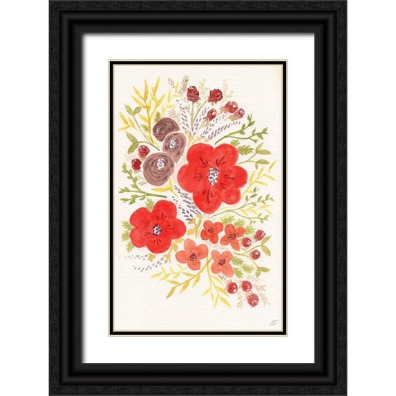 Lee, Judson 22x32 Black Ornate Wood Framed with Double Matting Museum Art Print Titled - Watercolor Cluster