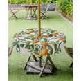 thumbnail image 4 of nqOlkjepod Green Botanical Leaves Outdoor Tablecloth with Umbrella Hole & Zipper, Vintage Orange Summer Linen Round Table Cover 54 Inch, Dining Waterproof Table Cloth Protector for Patio/Party, 4 of 7