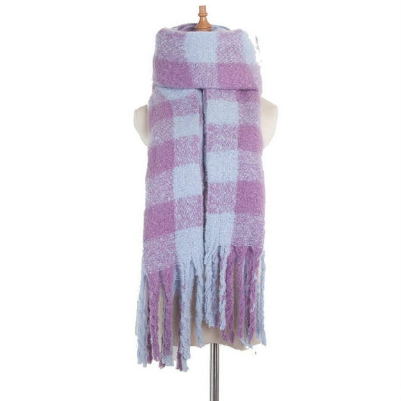 Europe And The United States Autumn And Winter New Ring Yarn Coarse Tassel Green Black Plaid Scarf Ladies Thick Braid Scarf Shawl