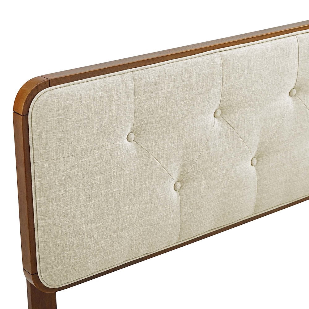 Modway Collins Tufted Twin Fabric and Wood Headboard in Walnut/Beige