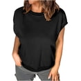 thumbnail image 2 of RYRJJ Women's Cap Sleeve Tank Top Crew Neck T Shirts Loose Fit Basic Summer Casual Tee Tops(Black,L), 2 of 9