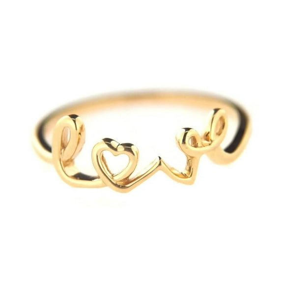 18K Solid Yellow Gold Love Ring