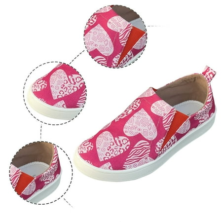 

XDDST Large Size Women Flat Shoes Flat Women s Valentine s Day Printed Casual Comfortable Round Toe Slip On Flat Canvas Shoes