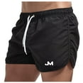 thumbnail image 3 of Mens Swim Trunks Men's Solid Color Casual Beach Board Shorts Sports Quick-Dry Swim Trunks with Drawstring Summer Surfing Bathing Suit Crop Pants for Swimming Travel Black L, 3 of 5