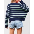 thumbnail image 6 of Women'S Oversized Batwing Sweaters Fall Outfits Trendy Crewneck Knit Side Slit Fashion Pullover Tops Blue & Green S, 6 of 7