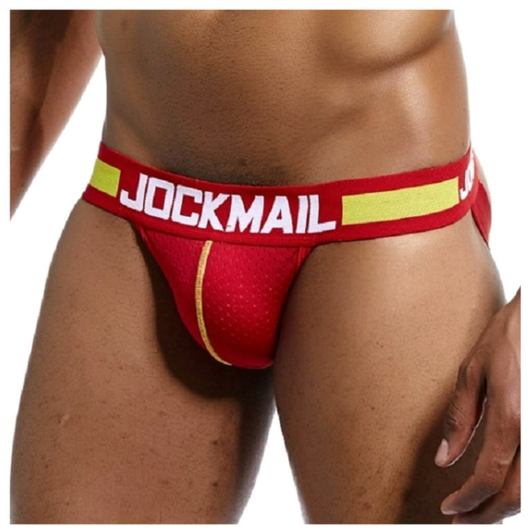 OVTICZA Men's Jock Strap Jockstrap Briefs Athletic Supporters Male  G-Strings Thongs Underwear Red 2XL 