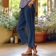 thumbnail image 1 of WILLBEST Pantalones Casuales para Mujer: Modernos Pantalones Rectos Holgados de Color Liso con Cintura Elástica y Bolsillos para Un Uso Diario Cómodo. Extra Grande, 1 of 5