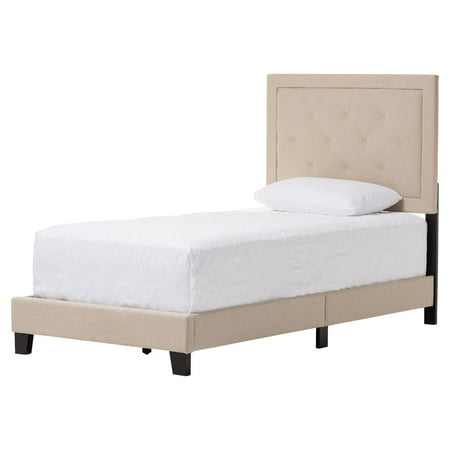 Baxton Studio Paris Modern and Contemporary Grey Fabric Upholstered Twin Size Tufting Platform Bed