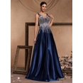 thumbnail image 4 of Lucyinlove elegante vestido de noche de satén con cuello en V para mujer, vestido de cóctel de corte en A con flecos y lentejuelas de lujo con espalda en V para fiesta de graduación y boda, 4 of 5