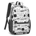 thumbnail image 2 of Black and White Cat and Heart 17" Waterproof Oxford School Backpacks for Teens, S-Shape Padded Straps, for School, Travel, Hiking, Camping, 2 of 5