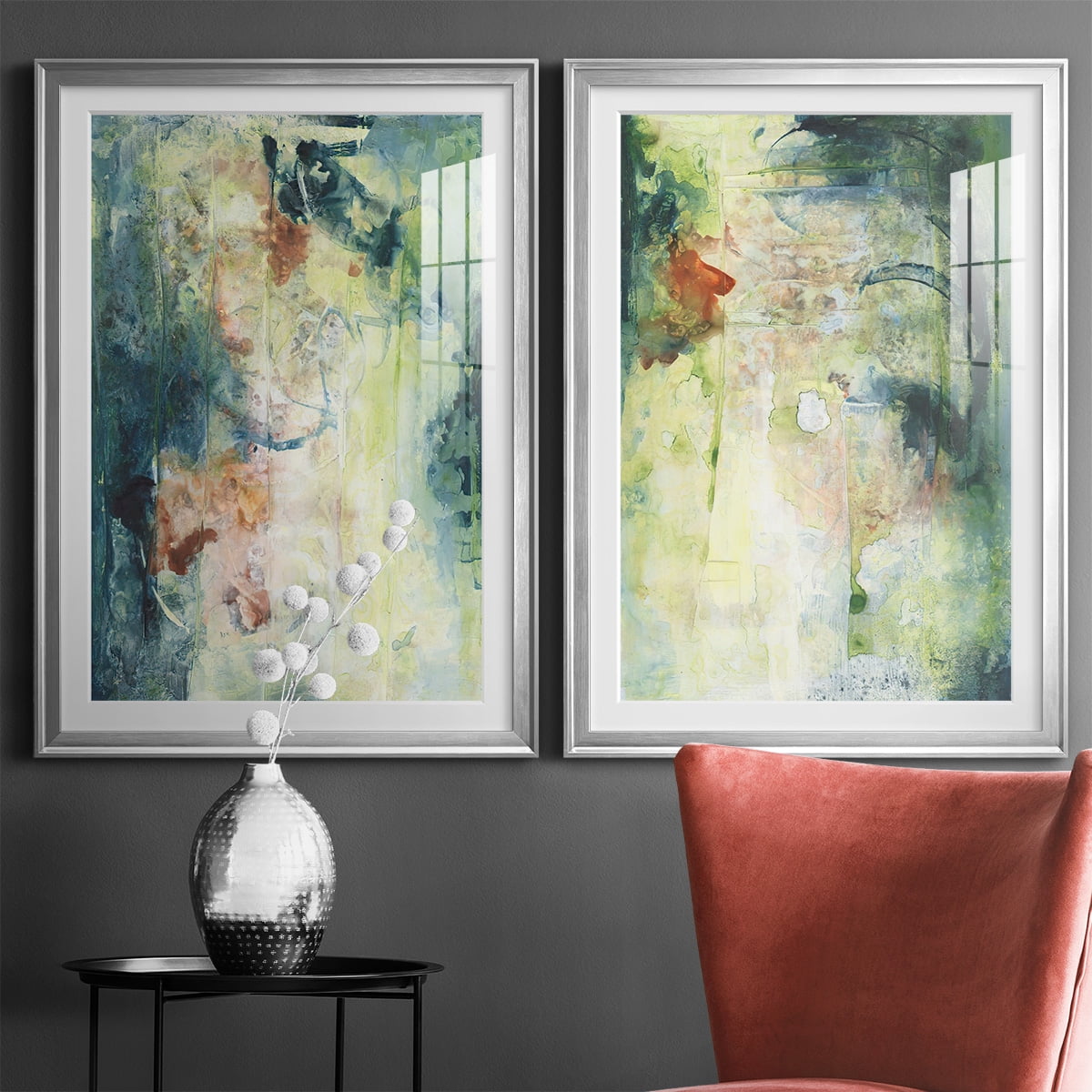 Wexford Home Nature's Elements I Premium Framed Print, 26.5" x 36.5" - Ready to Hang, Silver (Set of 2)