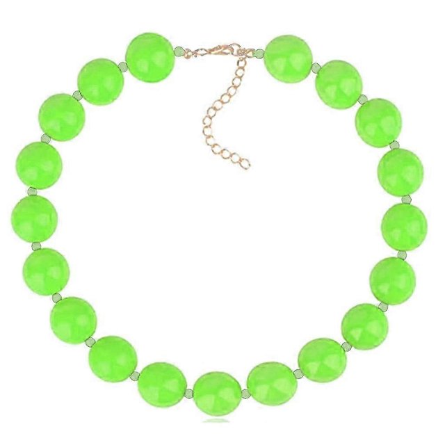 Colorful Resin Beaded Statement Choker Necklace Acrylic Chunky Beads Necklace--Green-Product code 60467 Yellow