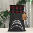 thumbnail image 5 of Rocae Black And White Shark Print Christmas Drawstring Linen Gift Bag with Drawstrings Treat Bag Goody Present Bags for Christmas Party Favor, 5 of 8