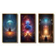 thumbnail image 2 of Designart "Space Meditation Inner Light Connection I" Robot Framed Wall Art Set Of 3 - Blue Modern Frame Gallery Wall Set For Home Decor, 2 of 6