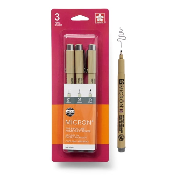 Micron Fine & Bold Line Cool Gray Pens, 12 Packs: 3 ct. (36 total)