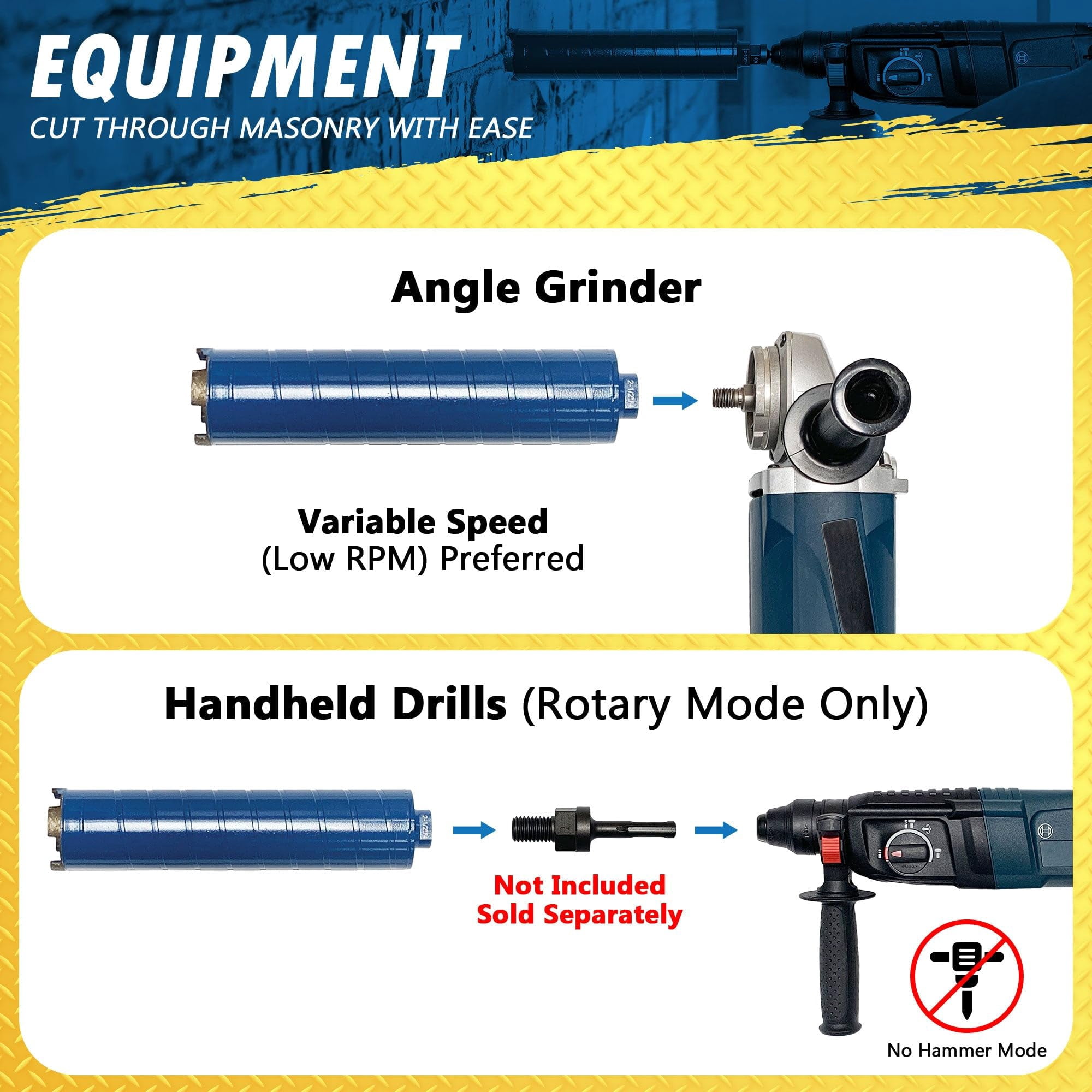 EDiamondTools 4-1/4" Dry Diamond Core Drill Bits for Brick, Block, 9.5" Long Hole Saw